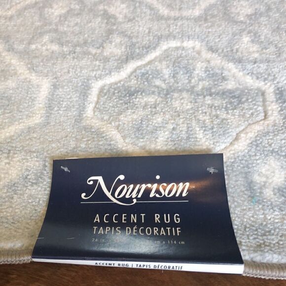 Nourison Diamon Damask 26" x 45" Washable Accent Rug Light Gray - Picture 2 of 4